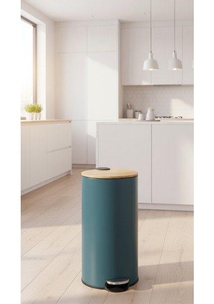 Çöp Kovaları Simply Smart Bambou 30 Lt Metal Petrol Mavisi indirimleri
