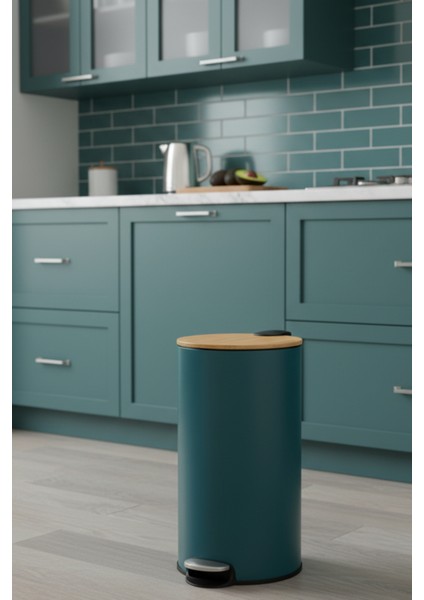 Çöp Kovaları Simply Smart Bambou 30 Lt Metal Petrol Mavisi