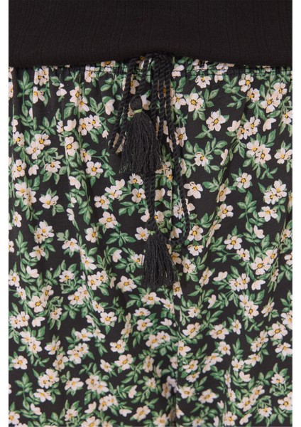 Siyah Kısa Kollu Desenli Pijama Takımı modelleri