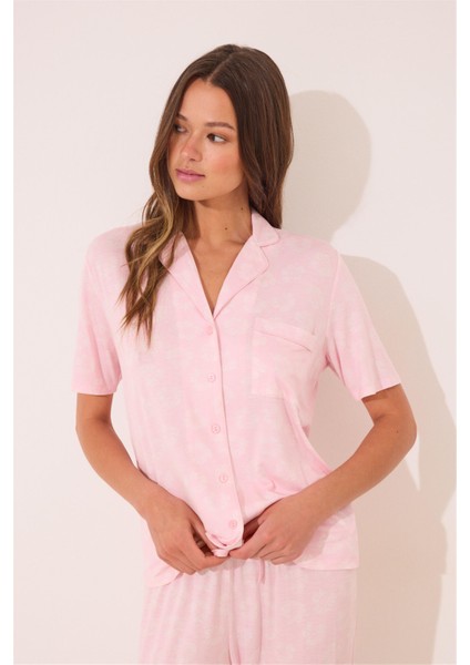 Kadın Pembe Desenli Pijama Takımı fiyatları