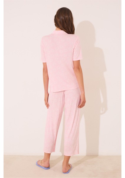 Kadın Pembe Desenli Pijama Takımı indirimleri