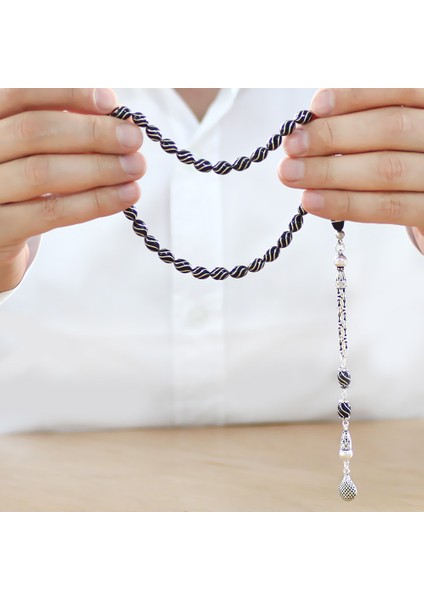 925 Ayar Gümüş Kral Zincir Püsküllü Gümüş Çeşmi Bülbül Işlemeli Arpa Kesim Erzurum Oltu Taşı Tesbih modelleri