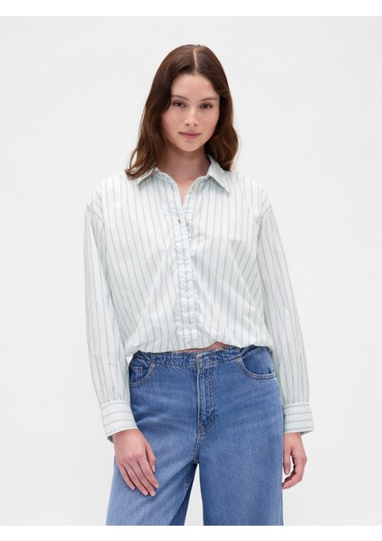 Kadın Açık Mavi Bubble Hem Gömlek