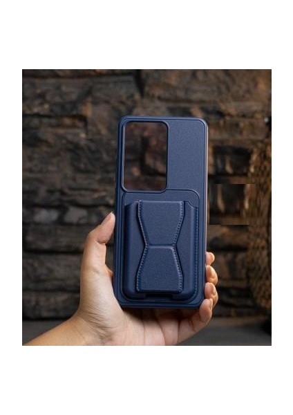 Xiaomi Note 13 Pro 5g Uyumlu Lacivert Standlı Kartlıklı Suni Deri Kılıf
