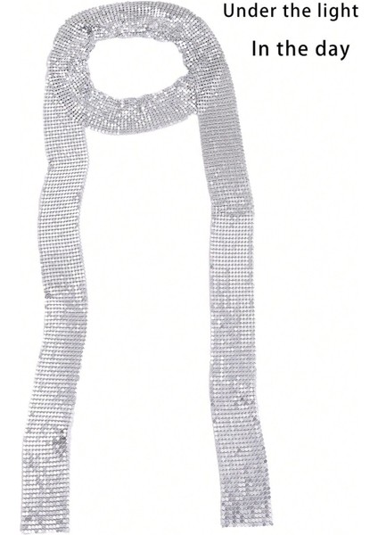 Flar Taşlı Zincir Taşlı Metalik Şık Uzun Choker Yaka Aksesuar – Parti & Gece Kombin Tamamlayıcı fırsatları