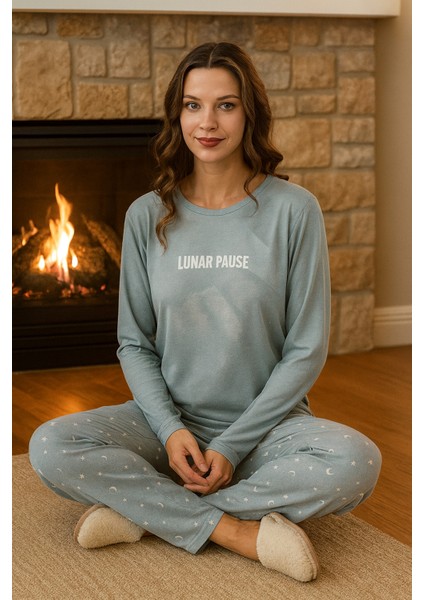 Kadın Milan Kumaş Pijama Takımı 50902-2753 Buz Mavi fiyatları
