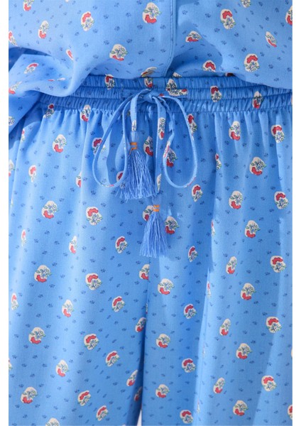 Kadın Mavi Desenli Pijama Takımı fırsatları