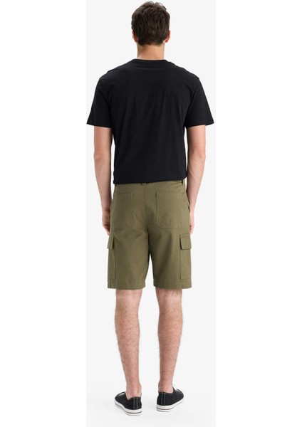 %100 Pamuk Regular Kargo Cepli Bermuda Şort