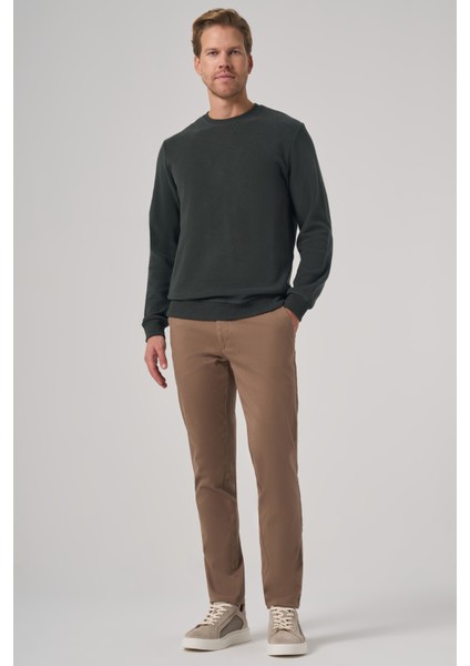 Erkek Haki Trend Bisiklet Yaka Sweatshirt fırsatları