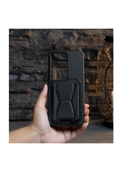 Xiaomi Note 13 Pro 5g Uyumlu Siyah Standlı Kartlıklı Suni Deri Kılıf
