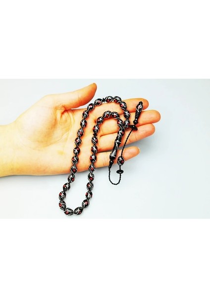 Oltu Taşı Beyzi Model Çeşmi Kırmızı Işleme Tespih indirimleri