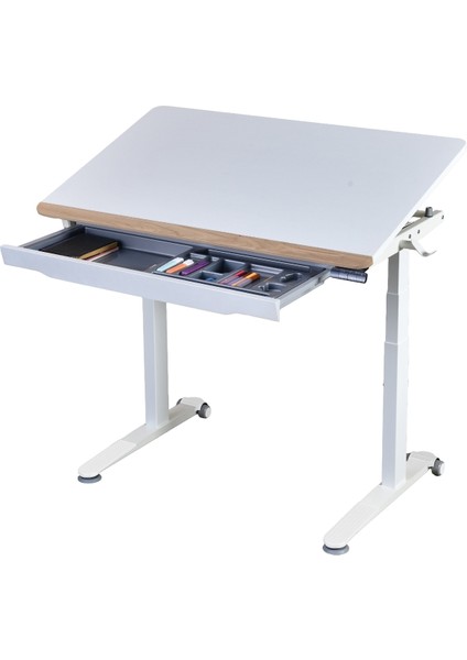 Omni Basic Elektrikli Ofis Masası, Yükseklik ve Eğim Ayarlı Çalışma Masası, Ev Ofis Ayarlanabilir Çalışma Masası