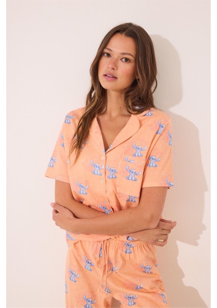 Gömlek Yaka Detaylı Çizgi Desenli Pijama Takımı modelleri