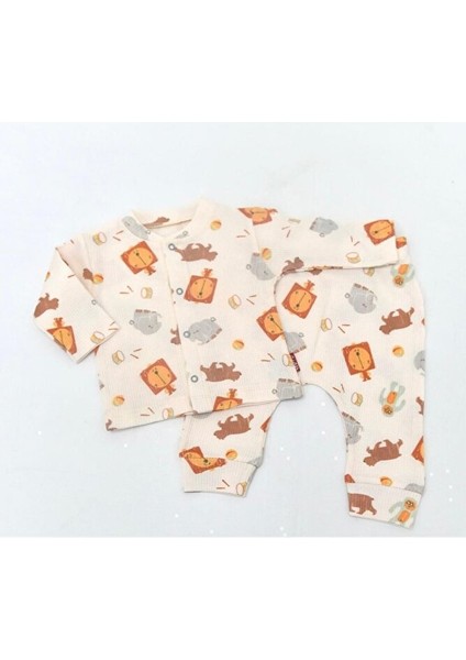 Önden Çitçitli Waffle Pi̇jama Takim