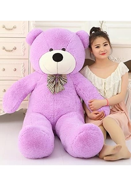 Sevgiliye Hediye- 160 cm Kumaş Papyonlu Dev Boy Peluş Ayı Mor fiyatları
