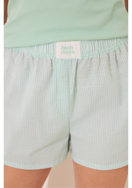 Yeşil U Yaka Şortlu Pijama Takımı indirimleri