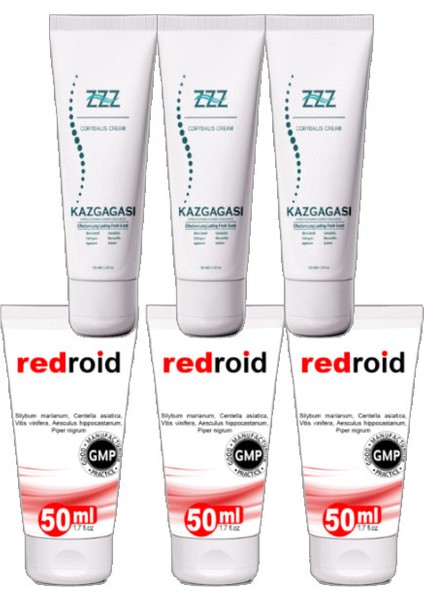 Kaz Gagası Kremi 3 Adet 100 ml Corydalis Cream + 3 Adet Redroid 50 ml Hemroid Kremi