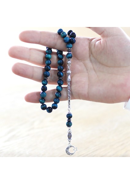 Kararmaz Metal Arnavut Zincir Püsküllü Küre Kesim Turkuaz Kaplan Gözü Doğaltaş Tesbih modelleri