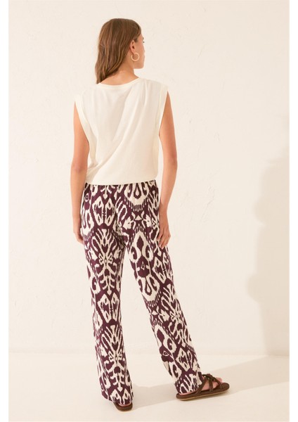 Bel Lastikli Çiçek Desenli Uzun Pijama Altı indirimleri