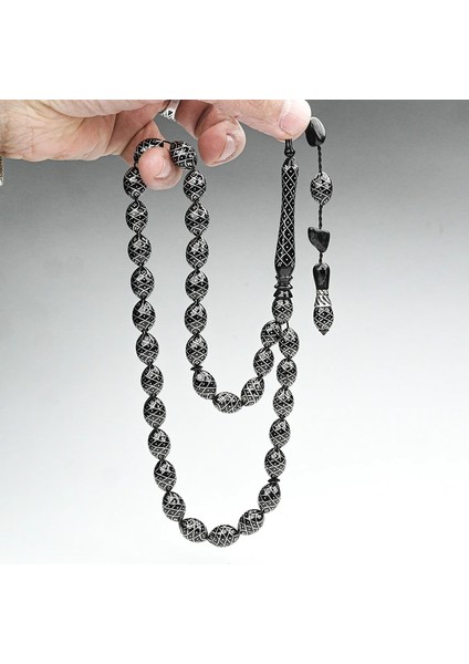 Oltu Taşı Koleksiyonluk Özel Işlemeli Tespih