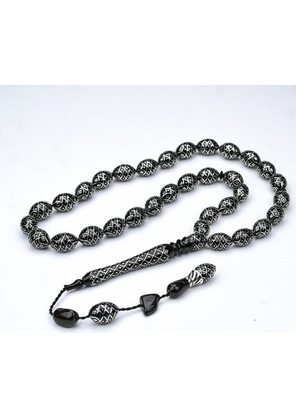 Oltu Taşı Koleksiyonluk Özel Işlemeli Tespih