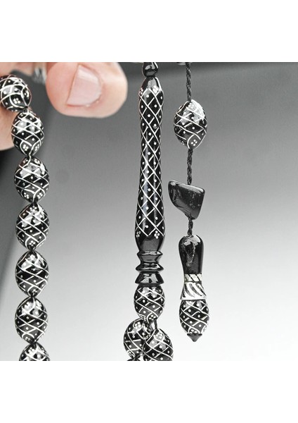 Oltu Taşı Koleksiyonluk Özel Işlemeli Tespih