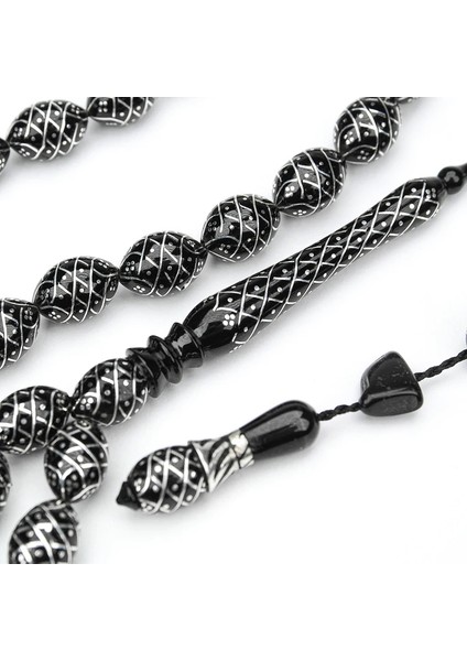 Oltu Taşı Koleksiyonluk Özel Işlemeli Tespih