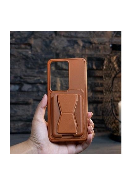 Xiaomi Note 13 Pro 5g Uyumlu Kahverengi Standlı Kartlıklı Suni Deri Kılıf