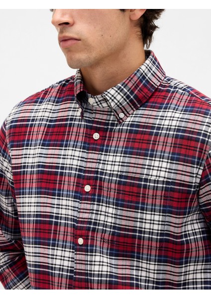 Erkek Mavi Kareli Oxford Gömlek modelleri