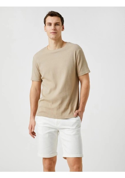 Basic Bermuda Şort Pamuklu Cepli Düğmeli