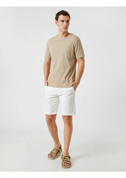 Basic Bermuda Şort Pamuklu Cepli Düğmeli modelleri