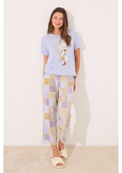 Kısa Kollu Kapri Pijama Takımı