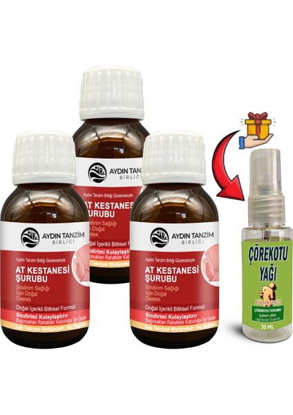 Aydın Tanzim Birliği At Kestanesi Şurubu Gıda Takviyesi 3 Adet + Hediye