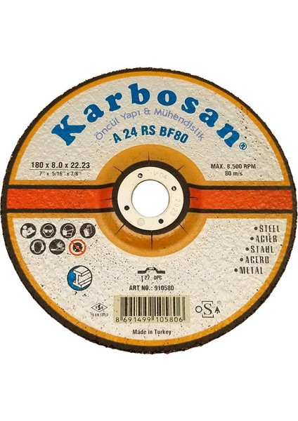 Metal Silme Taşlama Taşı 180X8