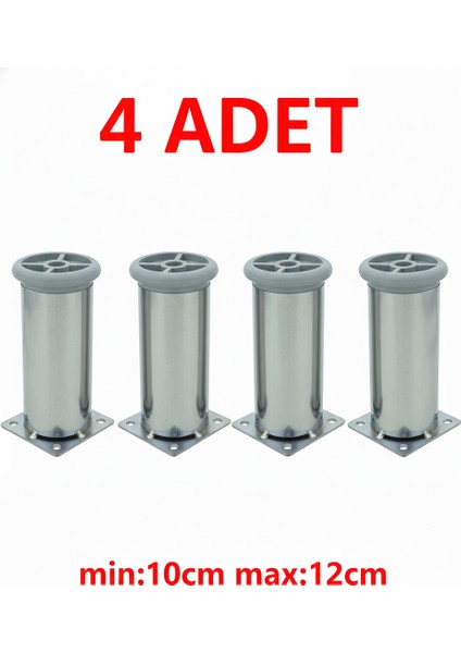 Metal Ayarlanabilir 4 Adet Mobilya Ayağı Metal Tablalı 10CM