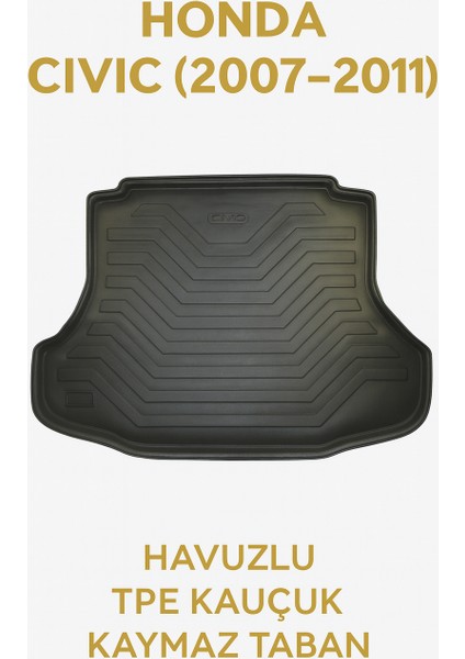 Honda Civic 2007–2011 Uyumlu 3D Bagaj Havuzu Premium modelleri