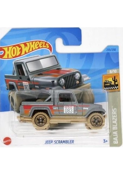 - Jeep Scrambler - Baja Blazers 8/10 - HKG78 - Short Card - Arazi Aracı - Kamyon - Gri Metalik - Mattel 2023 - 1:64