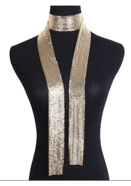 Flar Taşlı Zincir Taşlı Metalik Şık Uzun Choker Yaka Aksesuar – Parti & Gece Kombin Tamamlayıcı fiyatları