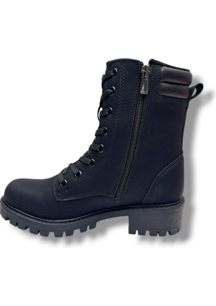 24028-26 Nubuk Deri Fermuarlı Kadın Bot Siyah modelleri