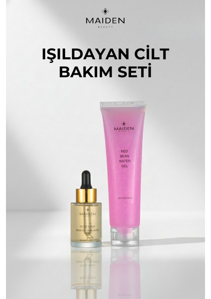 Işıldayan Cilt Bakım Seti, Kırmızı Fasülye Özlü Jel & Canlandırıcı ve Yenileyici Serum
