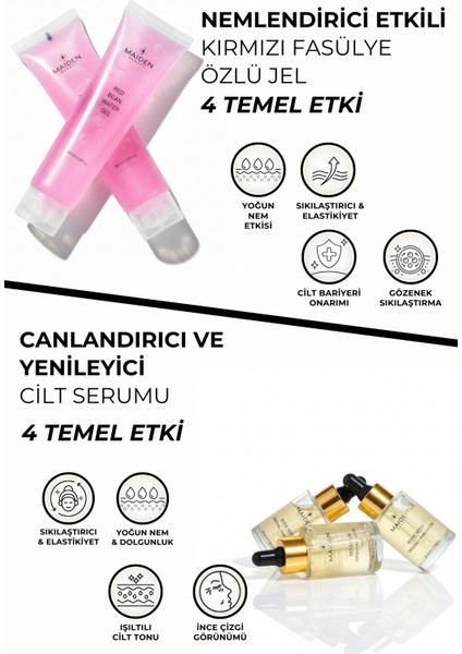 Işıldayan Cilt Bakım Seti, Kırmızı Fasülye Özlü Jel & Canlandırıcı ve Yenileyici Serum modelleri