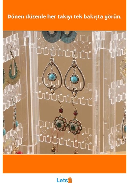 360° Dönebilen Şeffaf Takı Organizeri 30 cm Yükseklik fiyatları