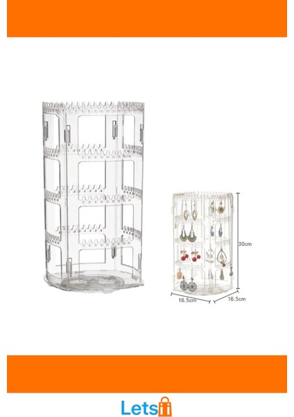 360° Dönebilen Şeffaf Takı Organizeri 30 cm Yükseklik modelleri