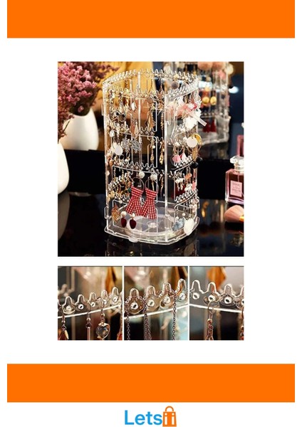 360° Dönebilen Şeffaf Takı Organizeri 30 cm Yükseklik indirimleri