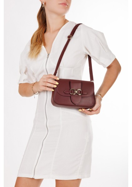 2'li Kadın Çanta Paketi Kapaklı Çapraz Askılı Bordo ve Bej Omuz Çantası 2 Adet indirimleri