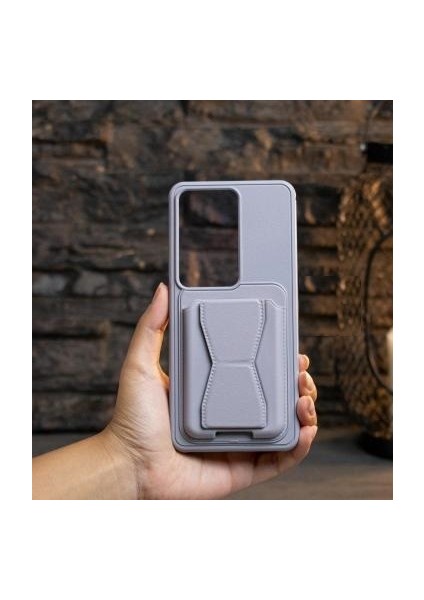 Xiaomi Note 13 Pro 5g Uyumlu Gri Standlı Kartlıklı Suni Deri Kılıf