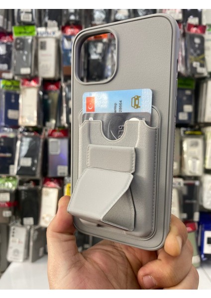 Xiaomi Note 13 Pro 5g Uyumlu Gri Standlı Kartlıklı Suni Deri Kılıf fiyatları