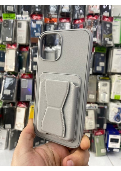 Xiaomi Note 13 Pro 5g Uyumlu Gri Standlı Kartlıklı Suni Deri Kılıf modelleri