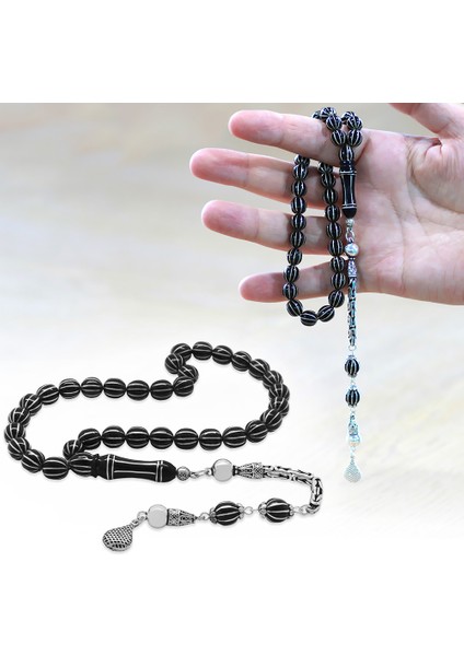 925 Ayar Gümüş Kral Zincir Püsküllü Gümüş 10 Lu Karpuz Yarma Küre Kesim Erzurum Oltu Taşı Tesbih fiyatları