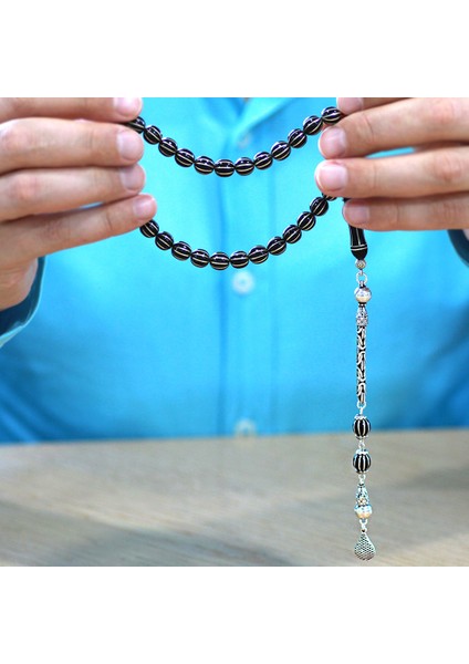 925 Ayar Gümüş Kral Zincir Püsküllü Gümüş 10 Lu Karpuz Yarma Küre Kesim Erzurum Oltu Taşı Tesbih modelleri